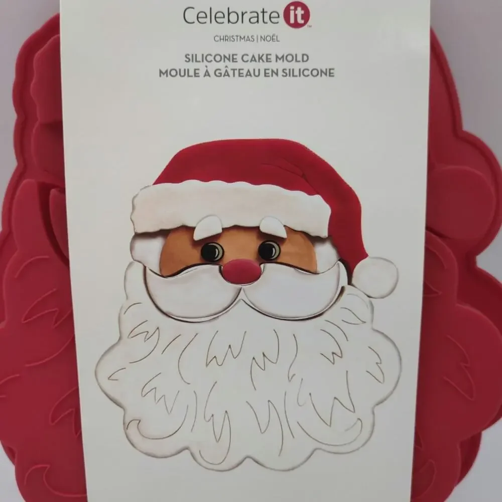 Celebrate it Christmas Santa Clause Silicone Cake Mold Red 8 1/2